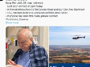 
                急寻！万锦93岁华人老翁失踪！
            